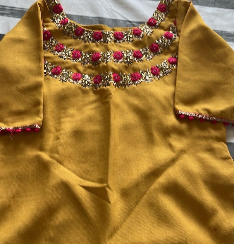Yellow Embroidered Kurta