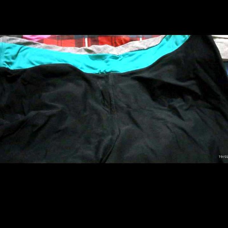 Comfortable Black track Pants with Teal Waistband