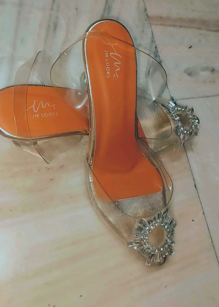 Sparkling Clear Block Heels