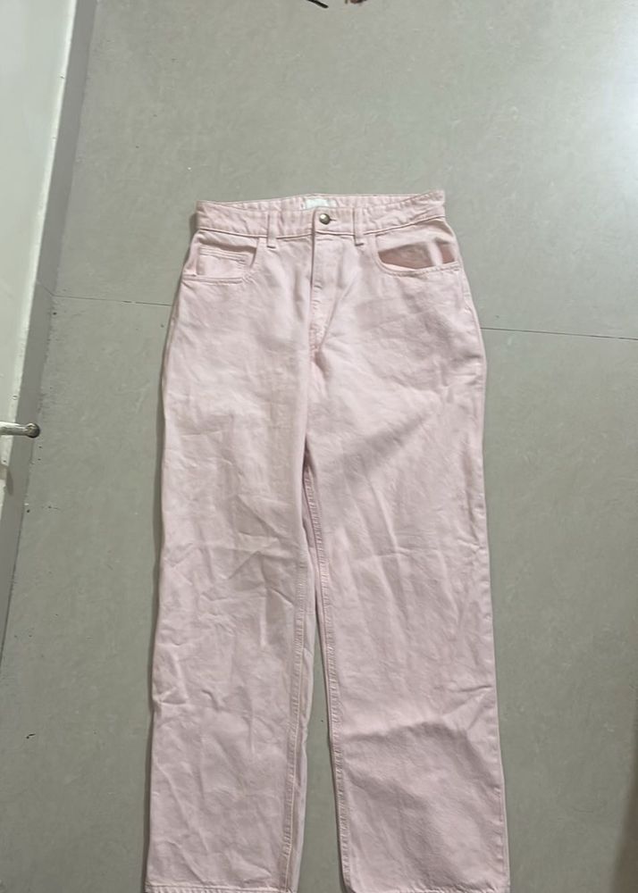 Pink H&amp;M straight jeans