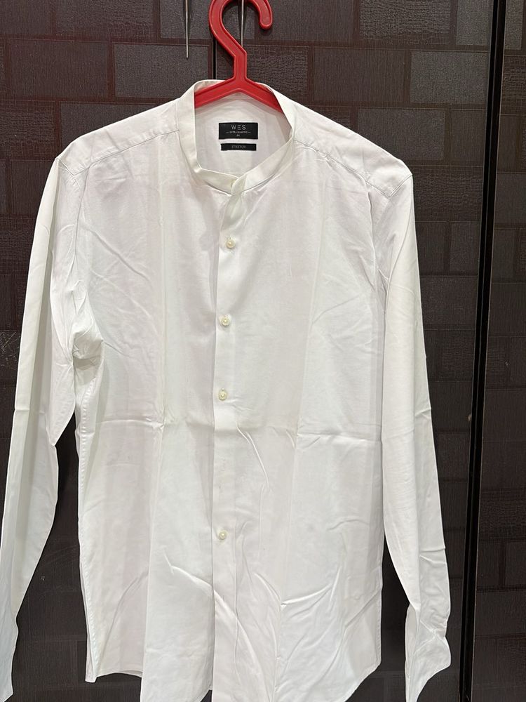 Classic Band Collar White Shirt