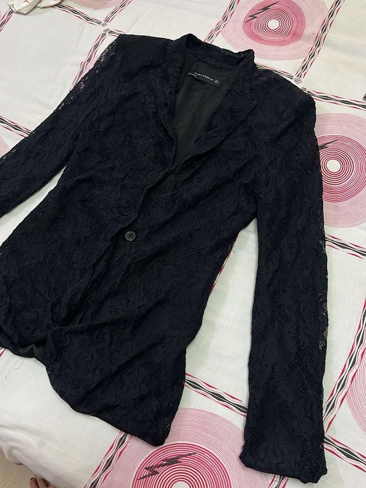 Elegant Black Lace Blazer