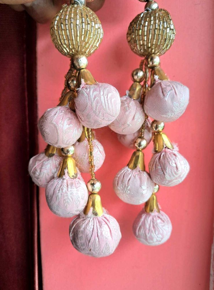 Baby Pink &amp; Gold Tassel Latkan..