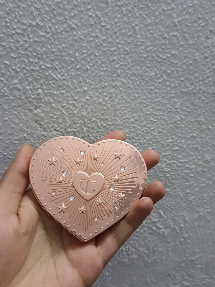 Heart-Shaped Compact Mirror with Charm