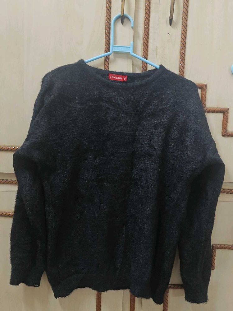 Cozy Black Fuzzy Sweater