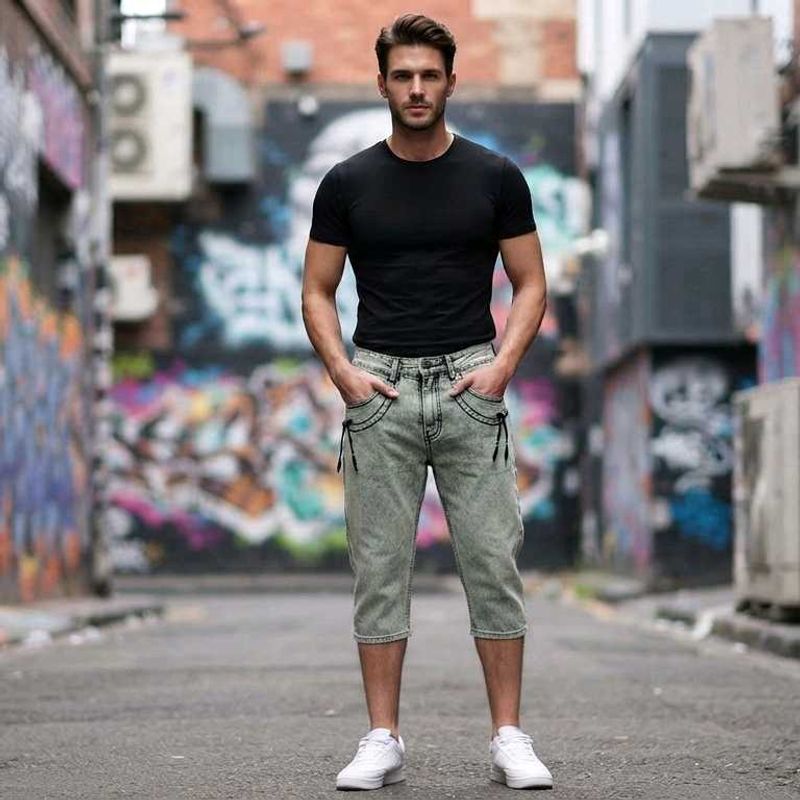 Men's Vintage Wash Capri Jeans