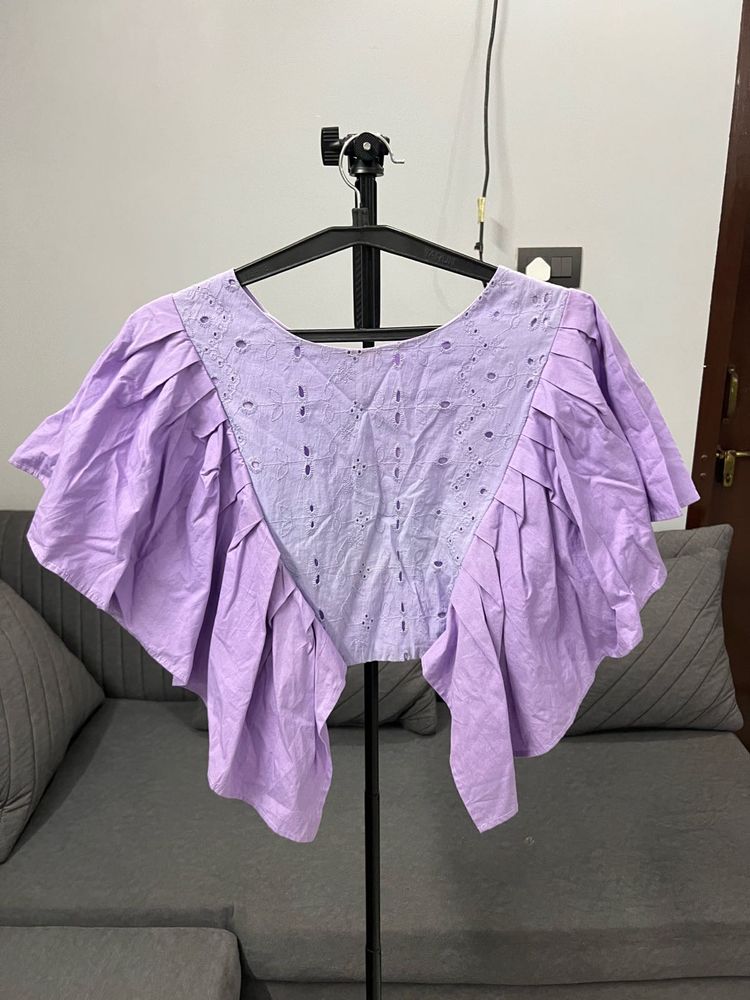 Lilac Eyelet Butterfly Sleeve Top