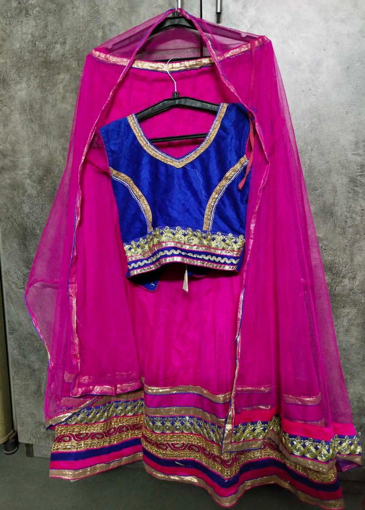Vibrant Pink &amp; Blue Lehenga Set