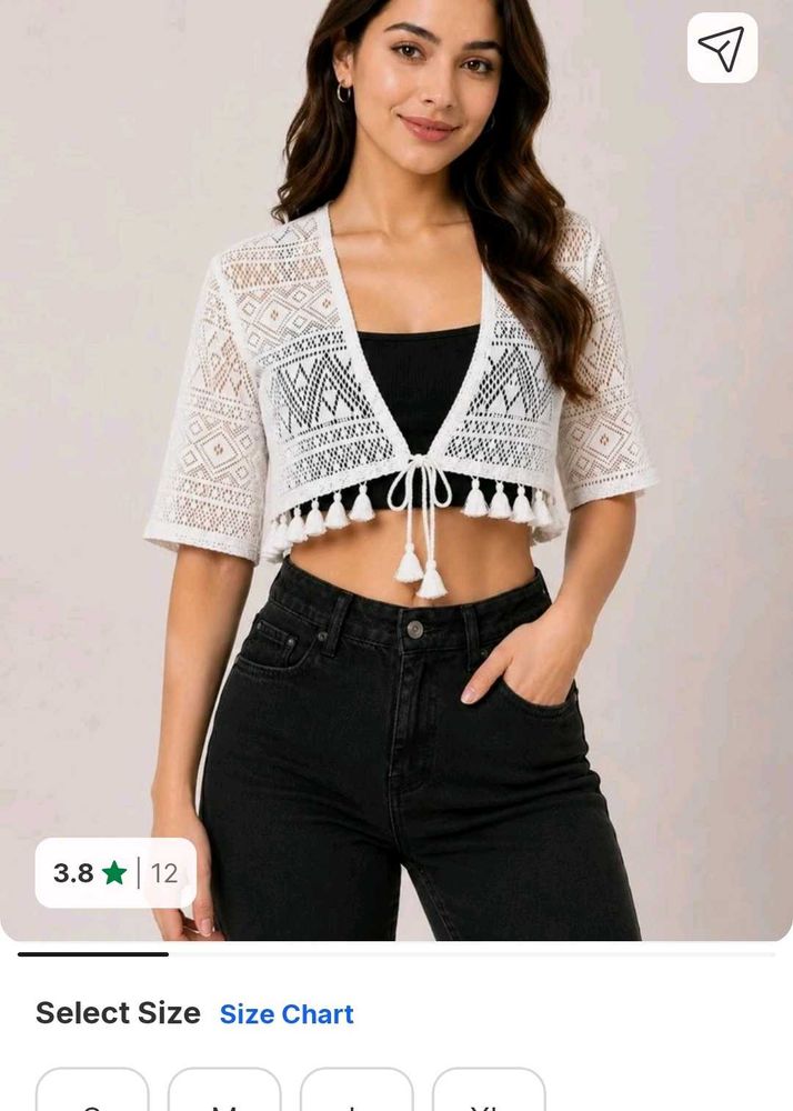 White Crochet Tassel Crop Top