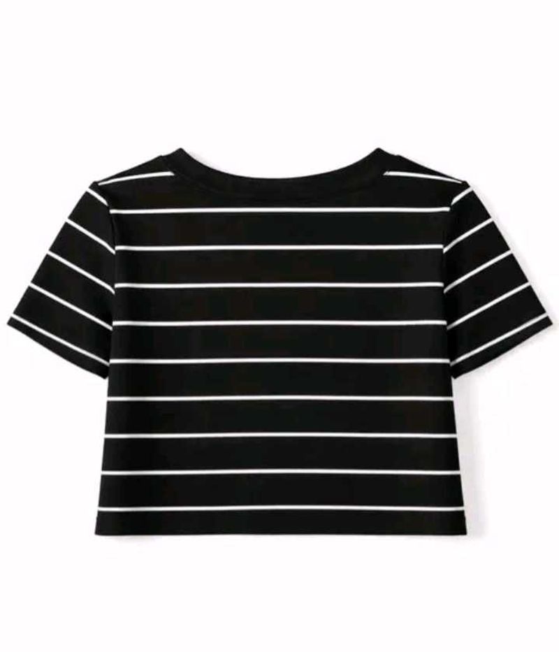Black &amp; White Striped Crop Top