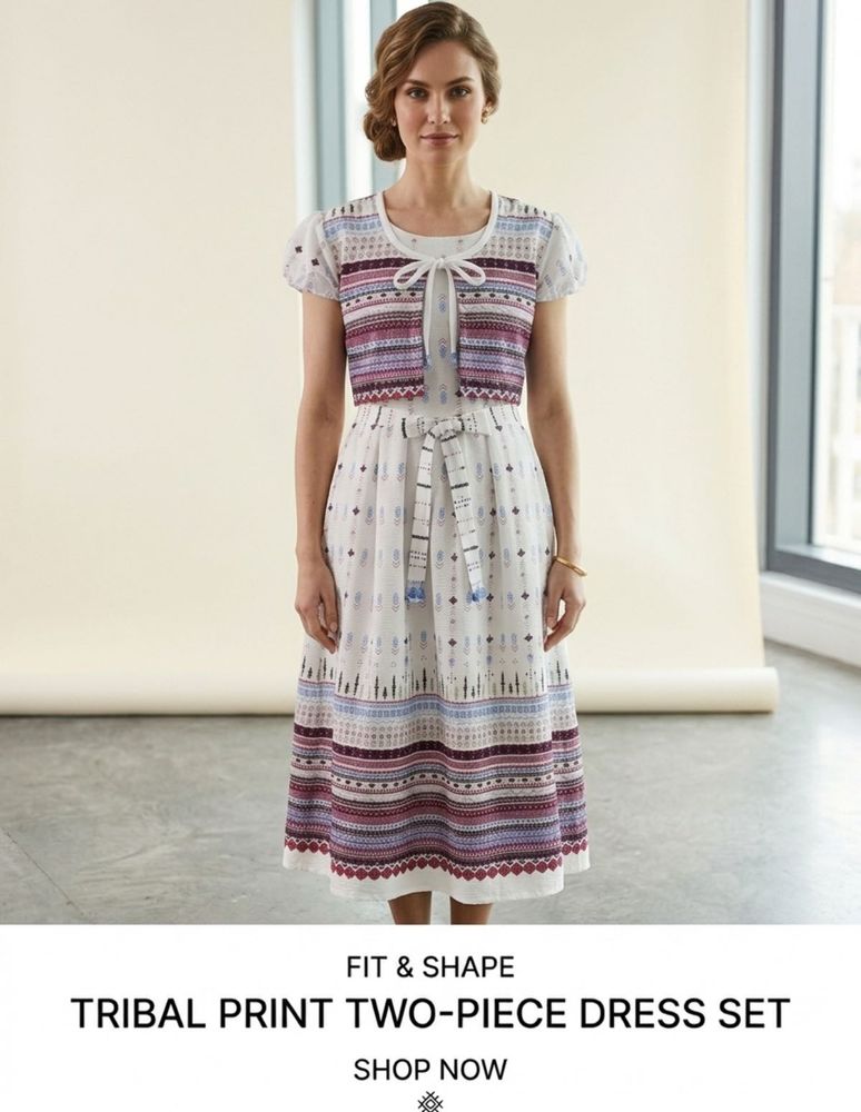 Tribal Print Two-Piece Dress Set