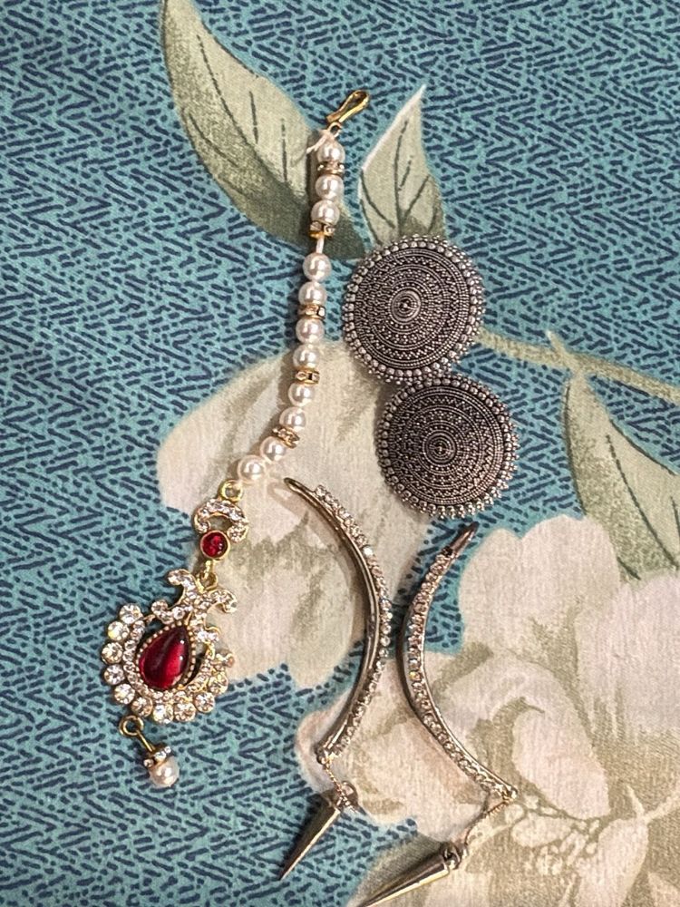 Indian Jewellery Set - Earrings, Tikka &amp; Ear Cuffs