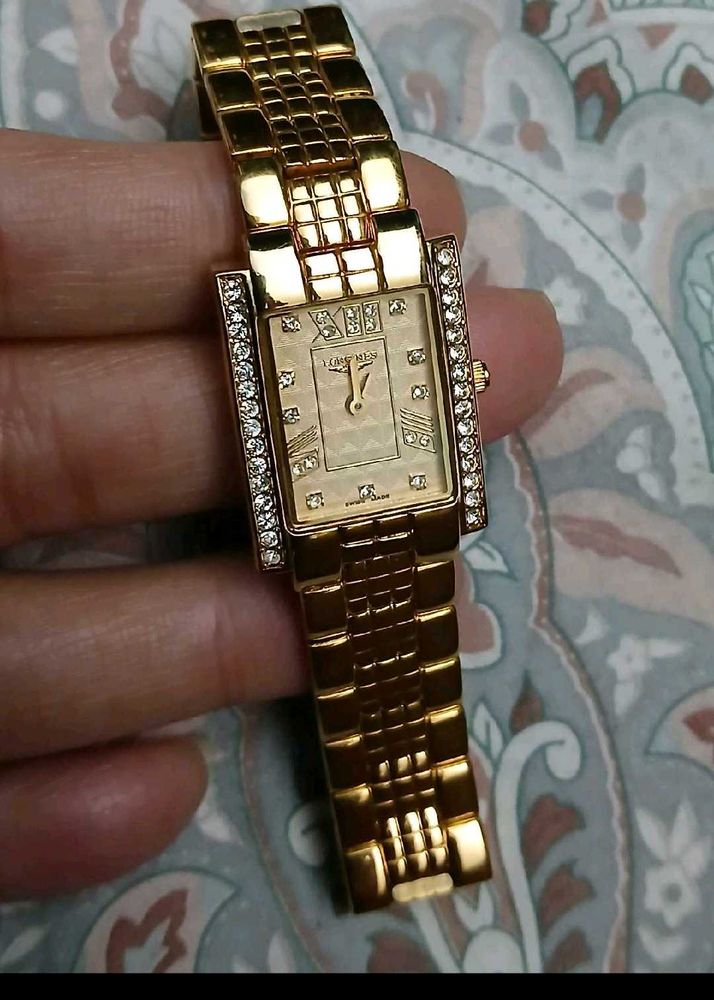 Elegant Swiss Made Longines Gold Diamond Watch