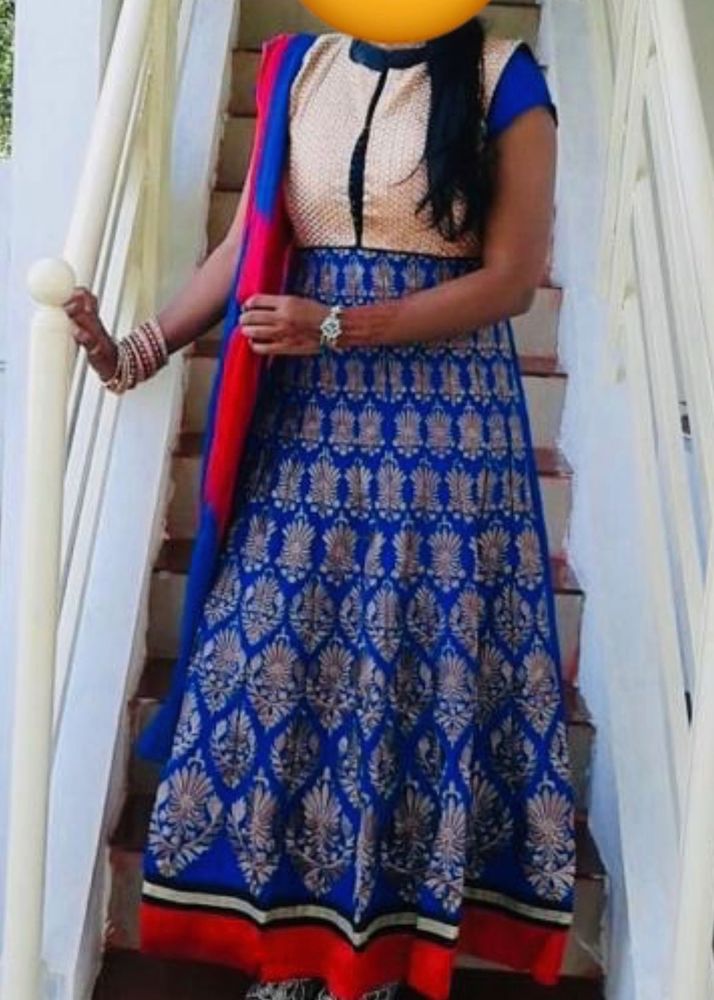 Royal Blue Lehenga Choli with Golden Embroidery