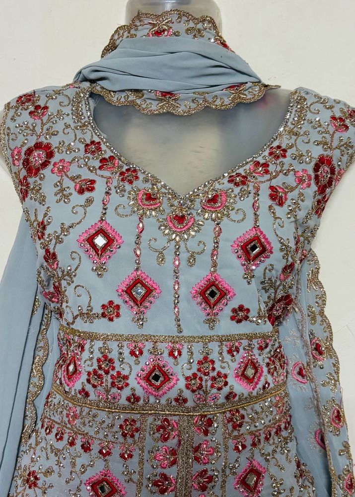 Embellished Grey kurta palazzo set