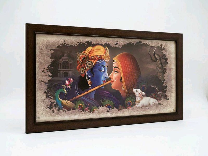 🆕Lord Krishna &amp; Radha Framed Art Print