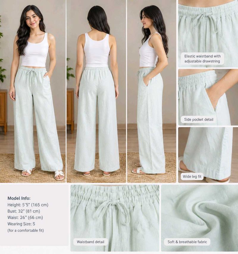 Light Green Wide-Leg Pants