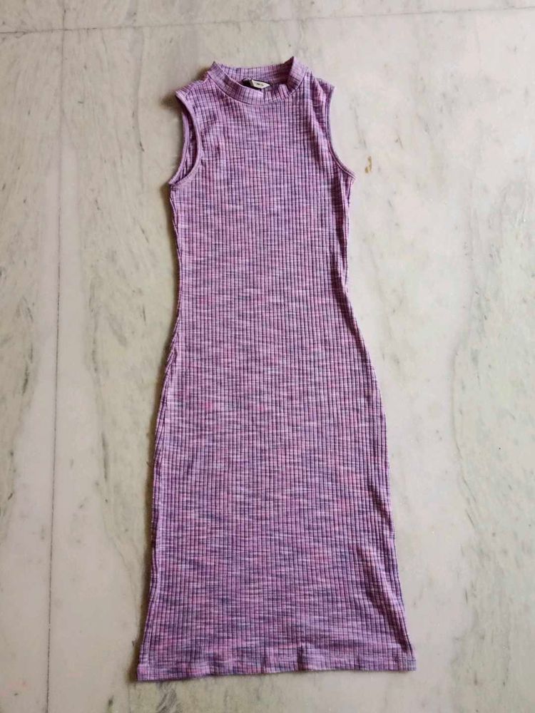 Ribbed Mock Neck Sleeveless Dress