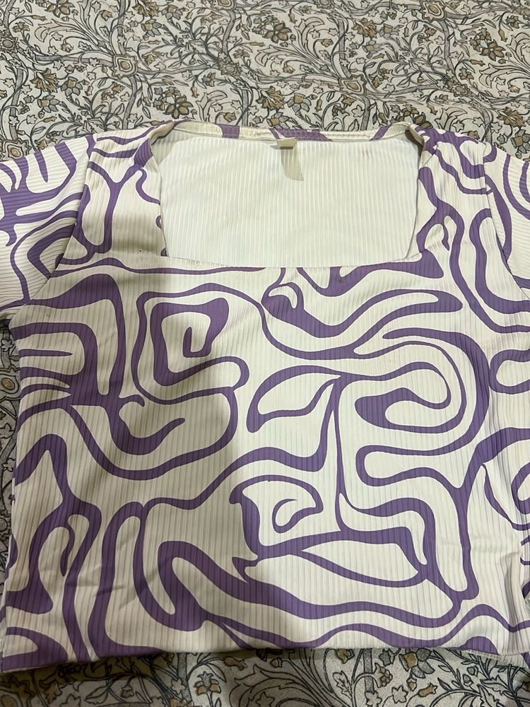 Abstract Print Square Neck Top