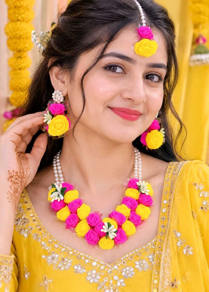 Floral Jewelry Set - Yellow &amp; Pink