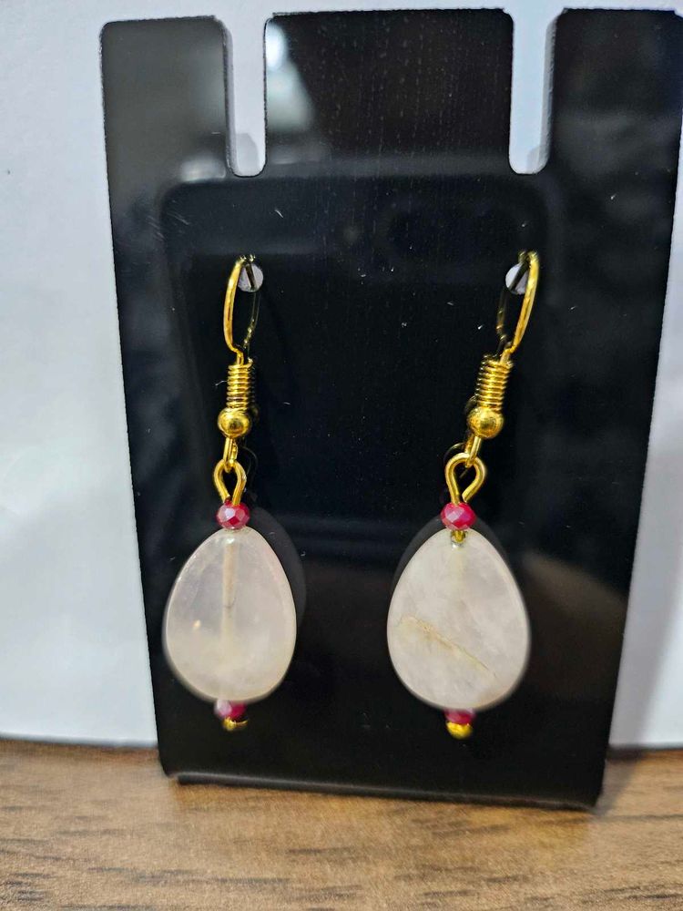 Handmade Elegant Rose Quartz Earrings