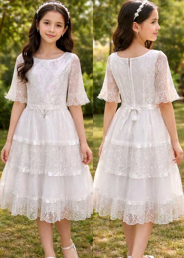 Elegant White Lace Party Dress