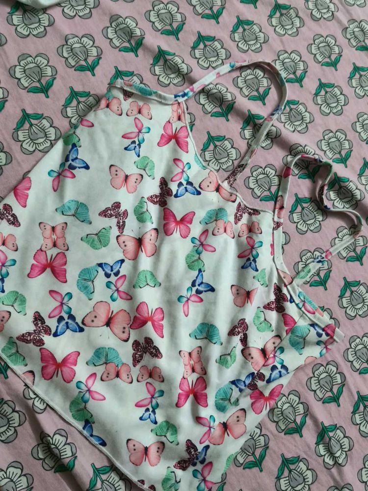 Butterfly Print Halter Top