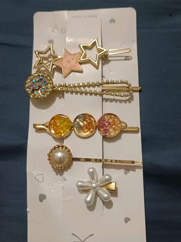 Hair Clip Set - Star, Pearl, Flower Design