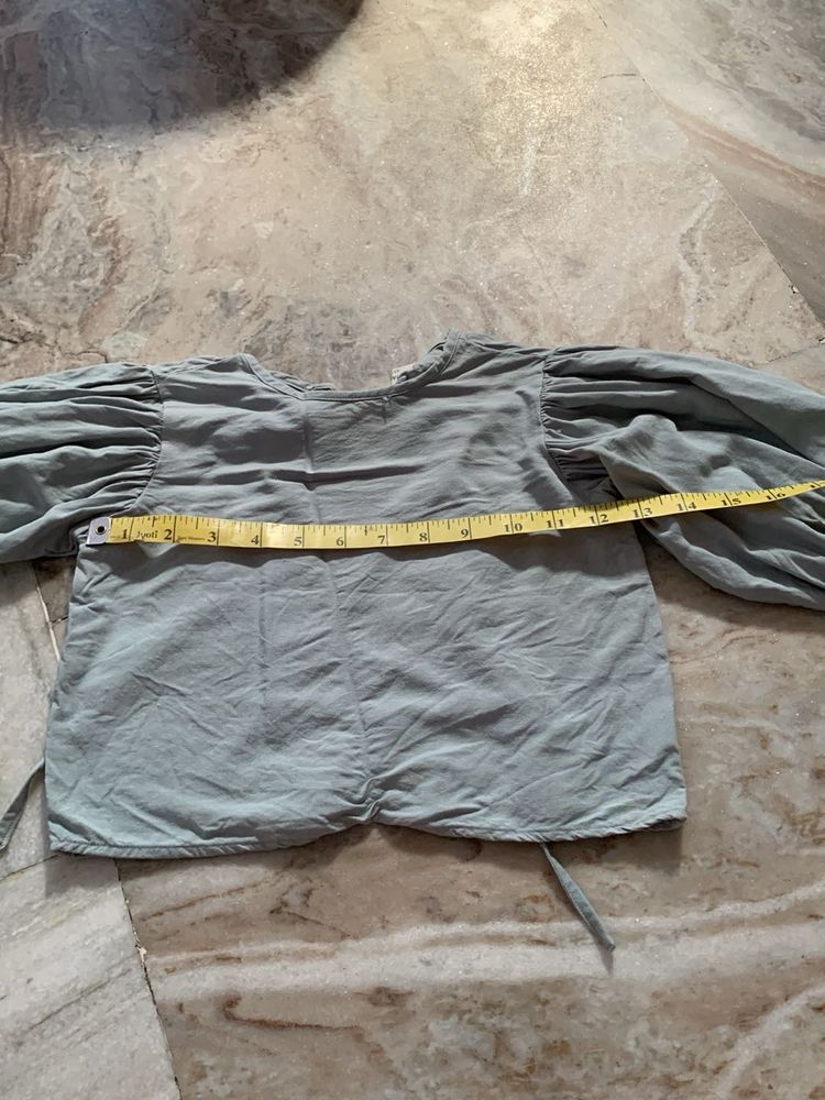 Women's Grey Puff Sleeve Top