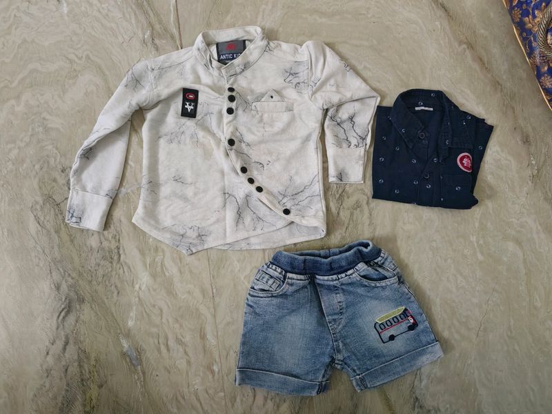 Boys 2 Shirts &amp; Denim Shorts