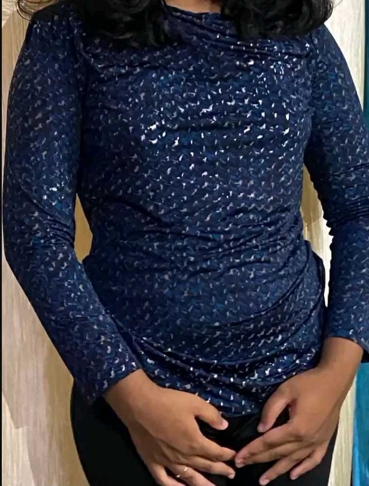 Stylish Blue Printed Tunic Top