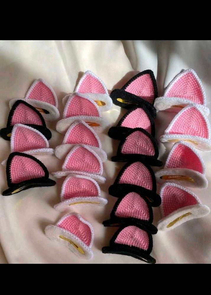 Cute Crochet Cat Ear Hair Clips