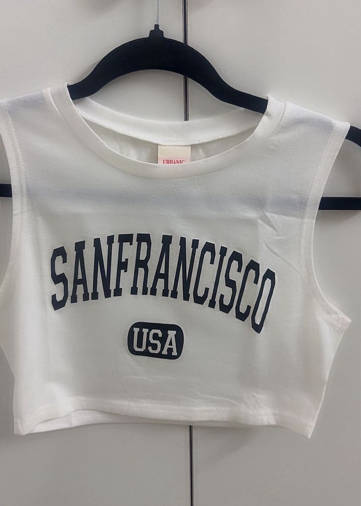 Urbanic White San Francisco USA Crop Top