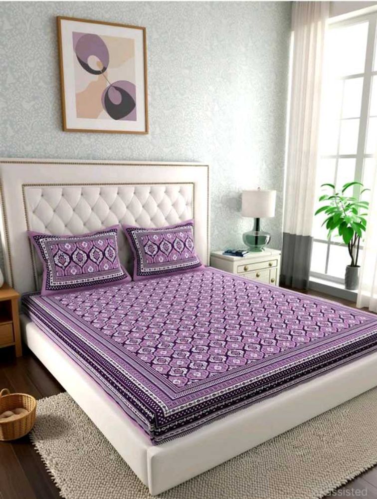 NEW Purple Geometric Print Bedsheet Set