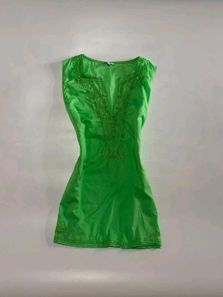 Bright Green Embroidered Kurta
