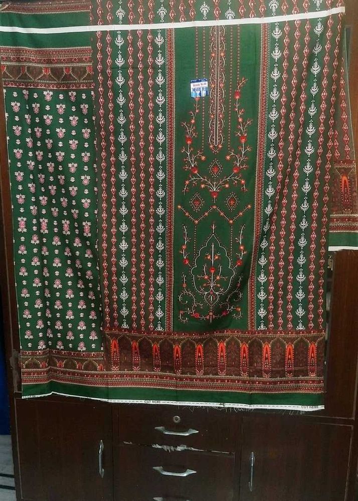 Green Printed Pakistani Dress Material