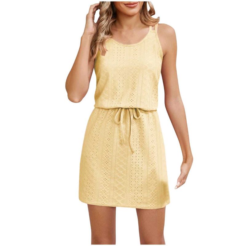 Cream-colored (or off-white) mini dress