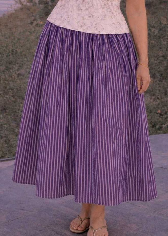 Purple Striped Maxi Skirt