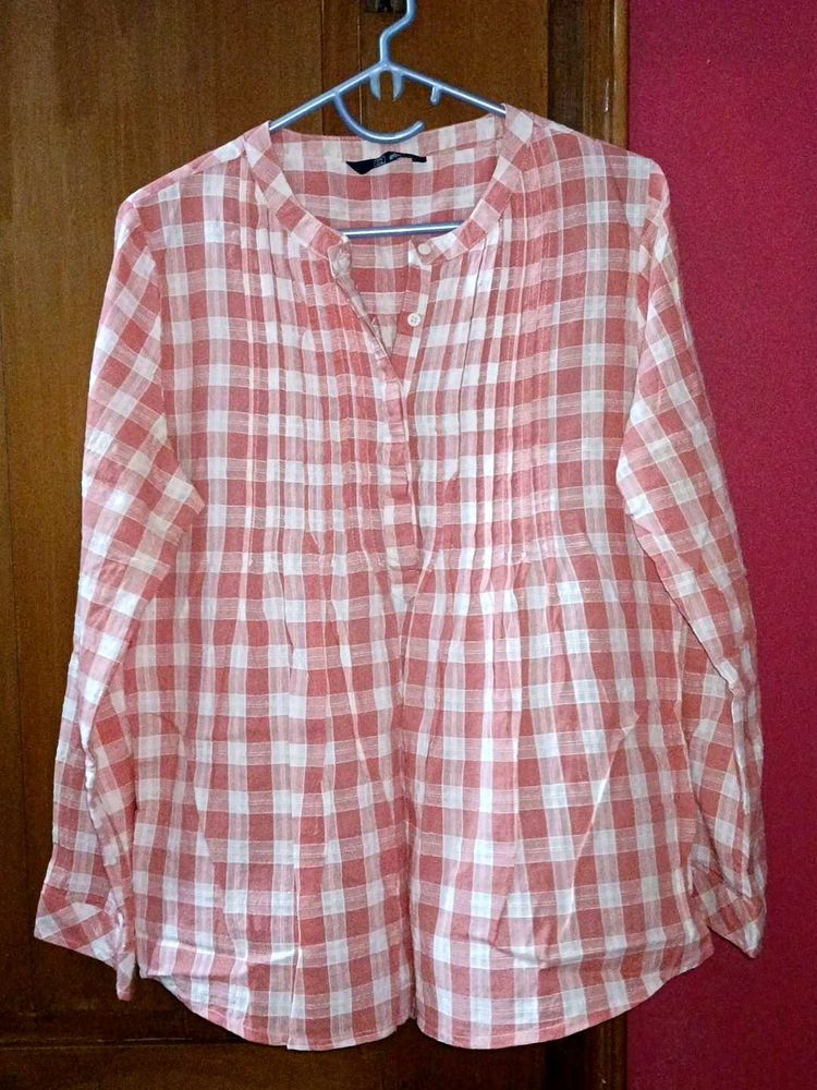 Chic Gingham Print Shirt Top🍓