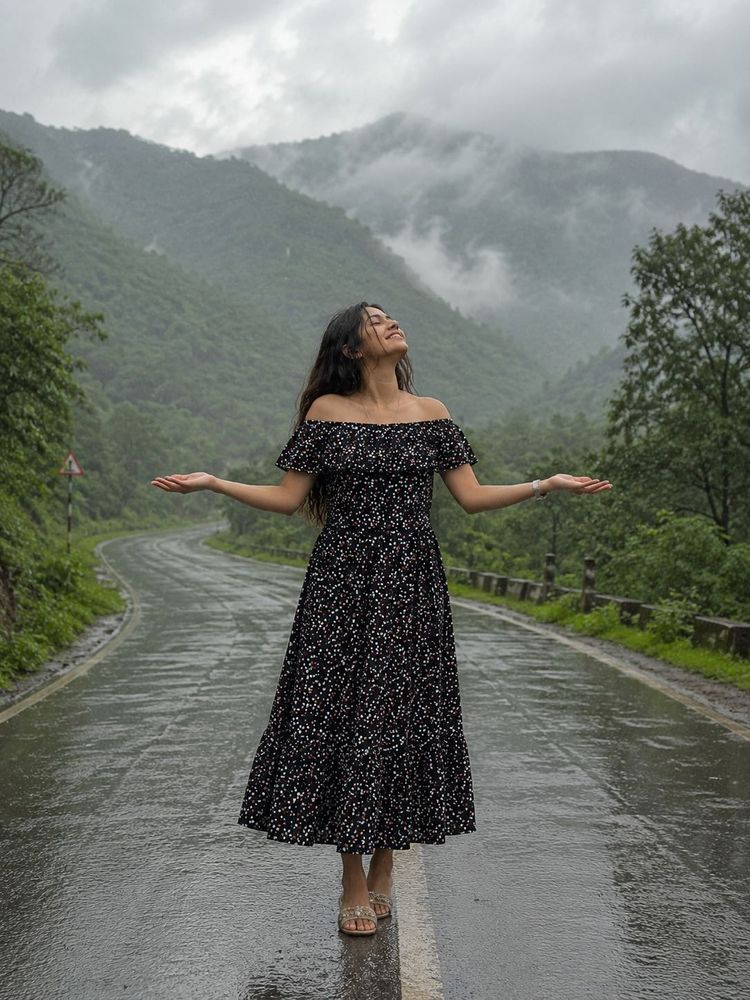 Black Polka Dot Midi Dress