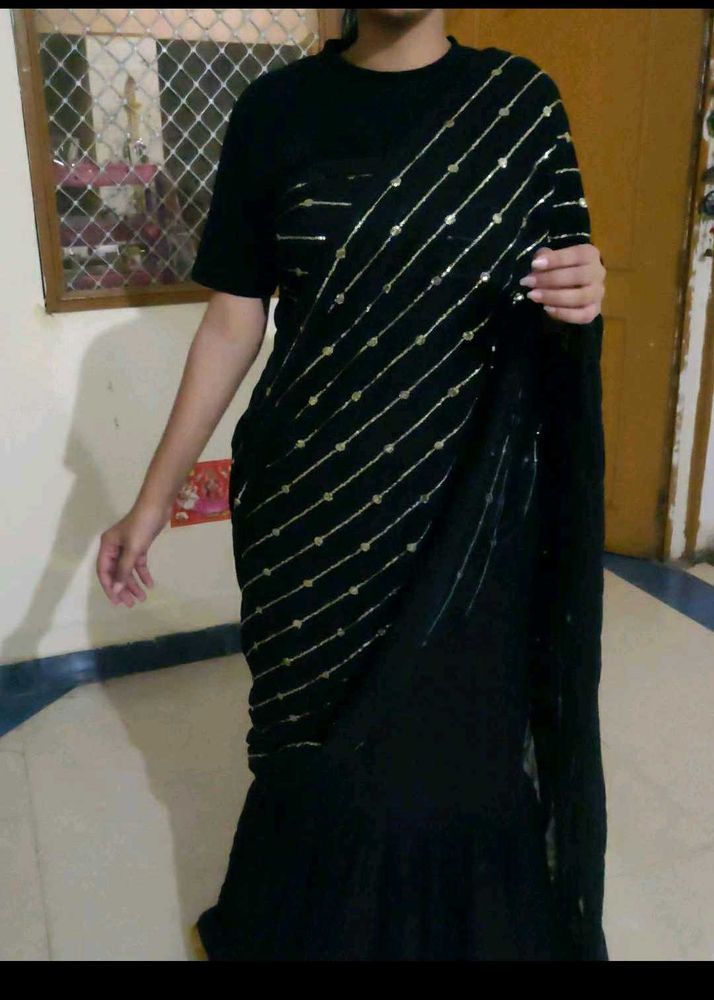 black fishcut designer lehenga