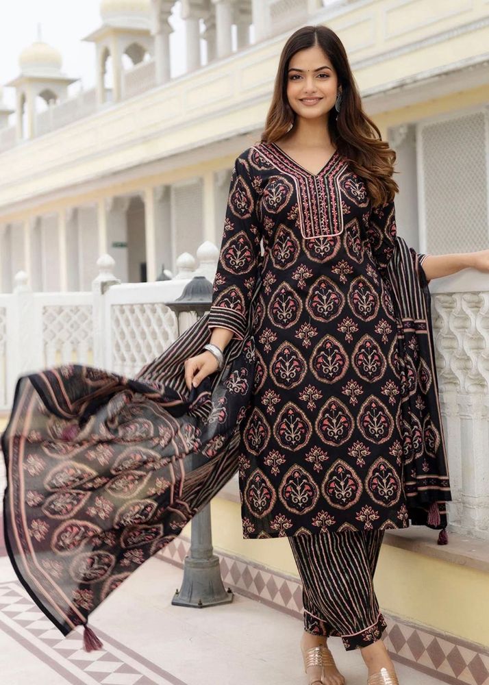Pure Cotton Stylish Printed Kurta Set with Dupatta