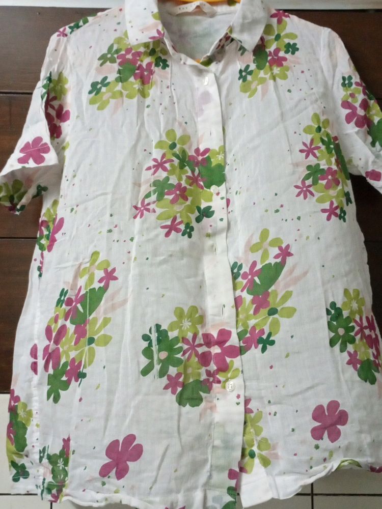 Sheer Premium Loose Cotton White Shir
