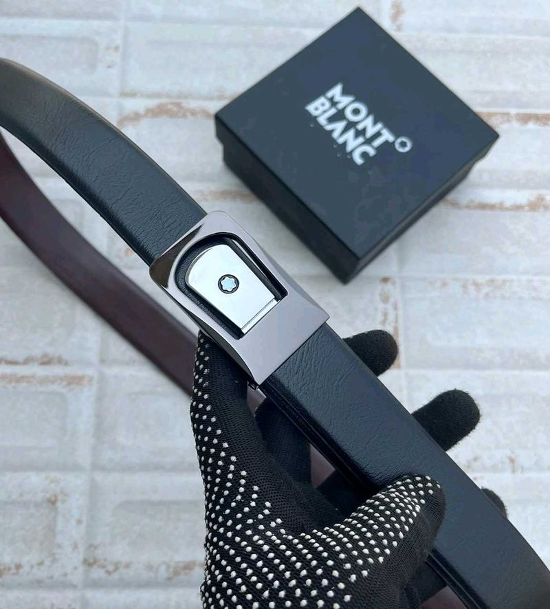 Mont Blanc Black Leather Belt