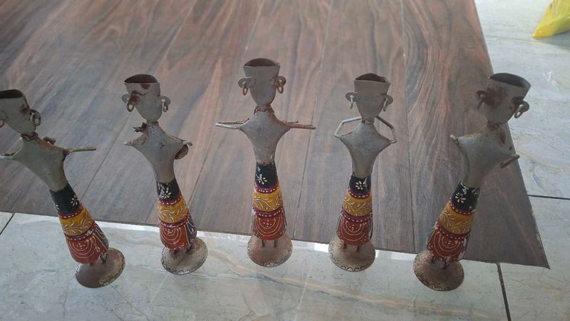 Set of 5 Folk Art Metal Figurines