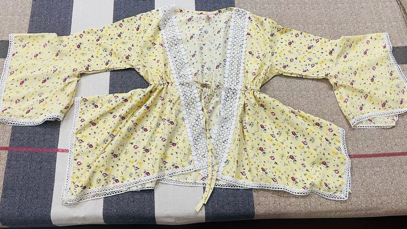 Yellow Floral Kimono Style Top