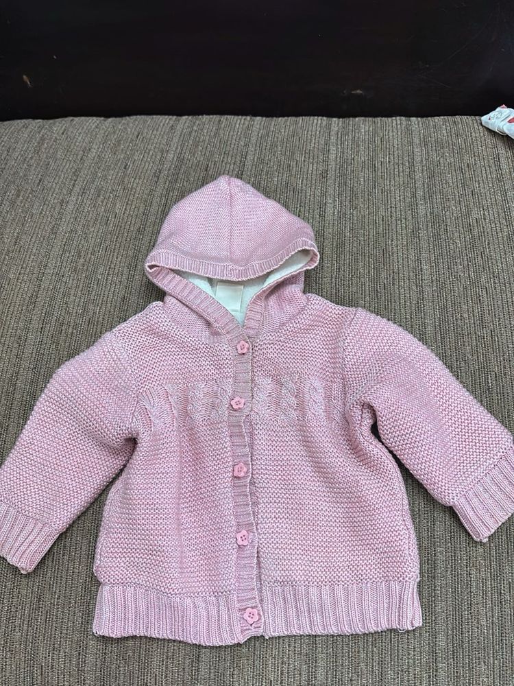 Baby Girl Pink Hooded Cardigan