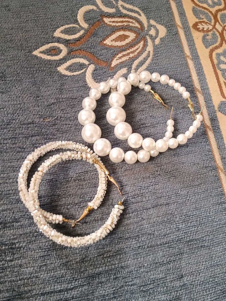 Pearl Hoop Earrings Set ( one piece 200)