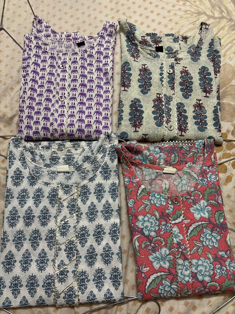 Set of 4 Beautiful Printed short kurtis