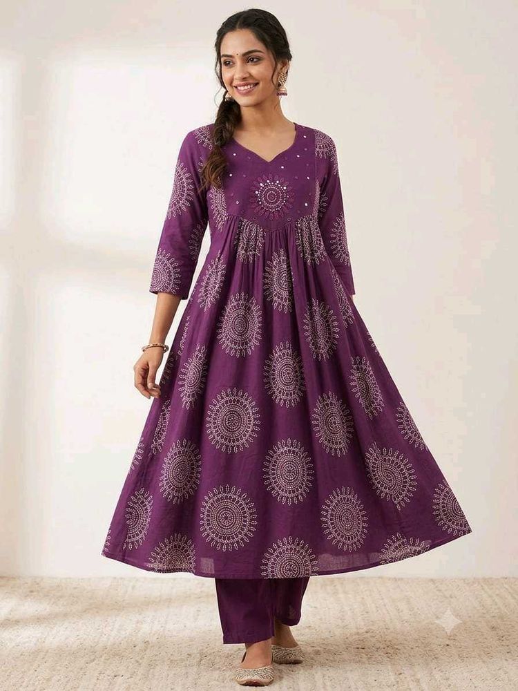 Beautiful Purple Printed Kurta Set